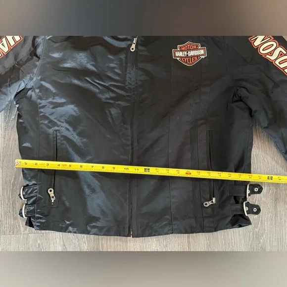 Harley-Davidson Black and Orange XL Embroidered Patch Men's Bomber Jacket - Picture 11 of 15